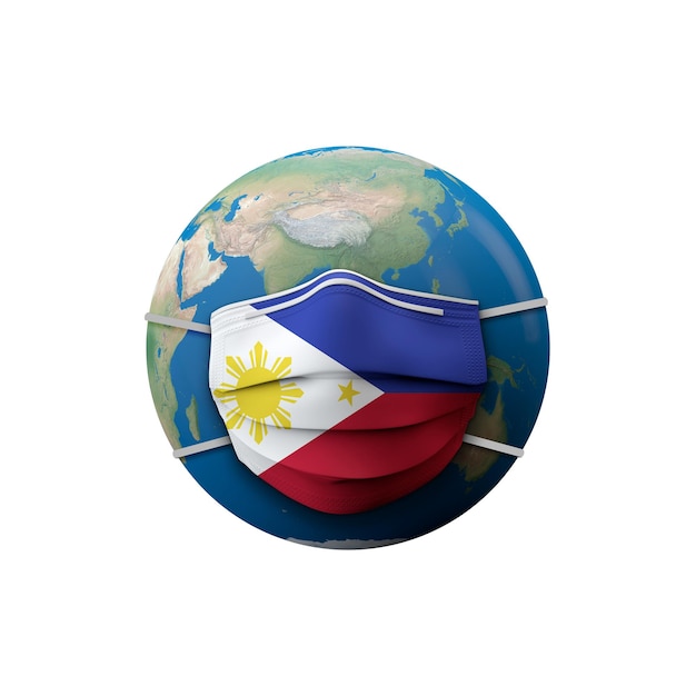 Bandiera delle Filippine maschera medica protettiva d rendering