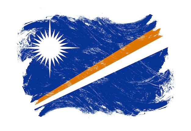 Bandiera delle isole marshall su sfondo pennello tratto bianco grunge in difficoltà