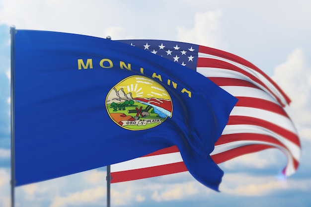 Bandiera dello stato del montana d illustrazione bandiere degli stati e territori degli Stati Uniti