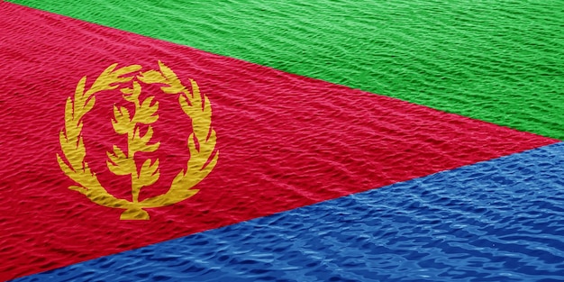 Bandiera dello Stato dell'Eritrea su uno sfondo tessuto Collage concettuale