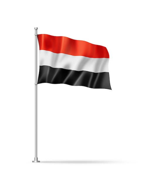 Bandiera dello Yemen isolata su bianco