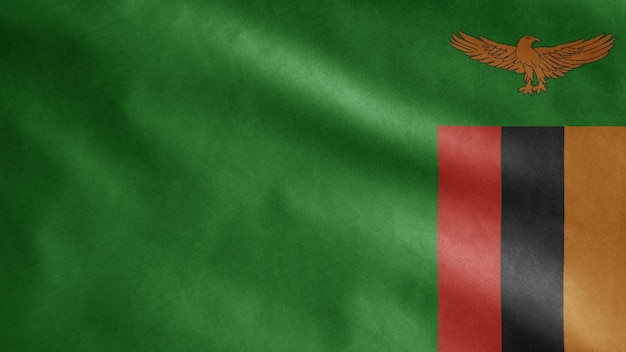 Bandiera dello Zambia che sventola nel vento
