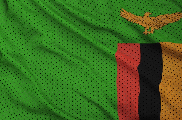 Bandiera dello Zambia stampata su un tessuto a rete per abbigliamento sportivo in nylon poliestere