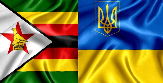 Bandiera dello Zimbabwe e dell'Ucraina
