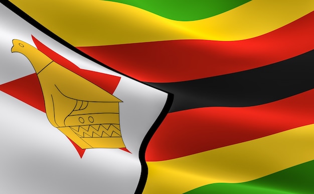 Bandiera dello Zimbabwe.Illustrazione della bandiera dello Zimbabwe agitando.