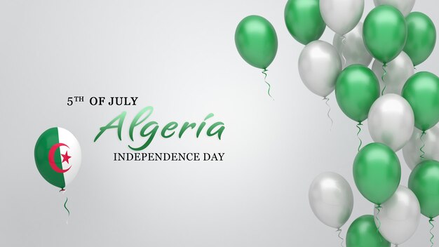 Bandiera di celebrazione con palloncini nei colori della bandiera dell'Algeria.