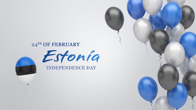 Bandiera di celebrazione con palloncini nei colori della bandiera dell'Estonia.