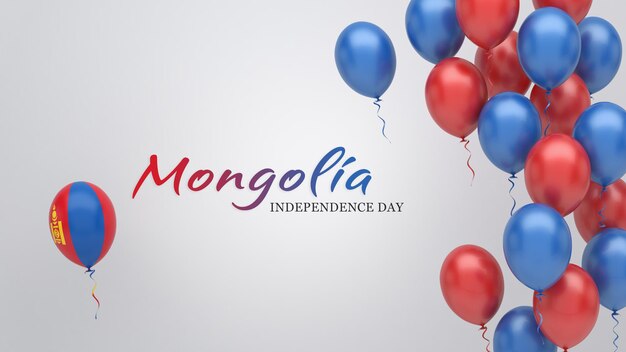 Bandiera di celebrazione con palloncini nei colori della bandiera della Mongolia.