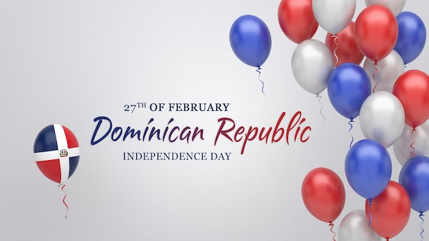 Bandiera di celebrazione con palloncini nei colori della bandiera della Repubblica Dominicana.