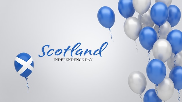 Bandiera di celebrazione con palloncini nei colori della bandiera della Scozia.