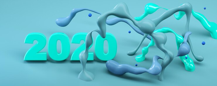 Foto bandiera di celebrazione di nuovo anno 2020 in colori e stile creativi alla moda