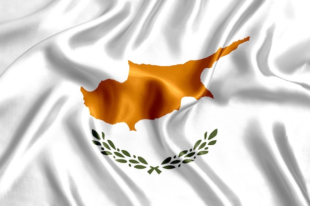 Bandiera di Cipro sfondo di seta close-up