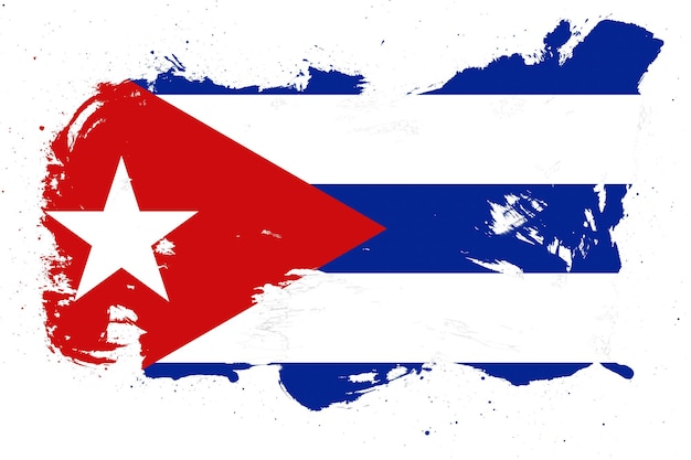 Bandiera di Cuba con effetto tratto di pennello grunge dipinto su sfondo bianco