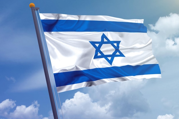 Bandiera di Israele sullo sfondo del cielo