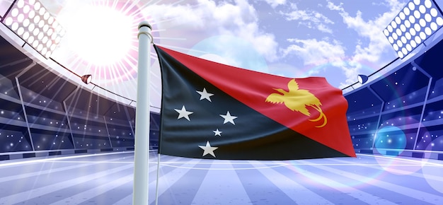 Bandiera di papua_new_guinea Bandiera 3d su un campo di calcio