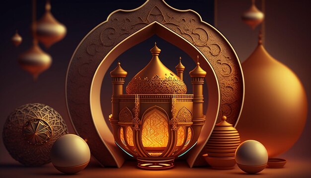 Bandiera di saluto di notte di ramadan 3d