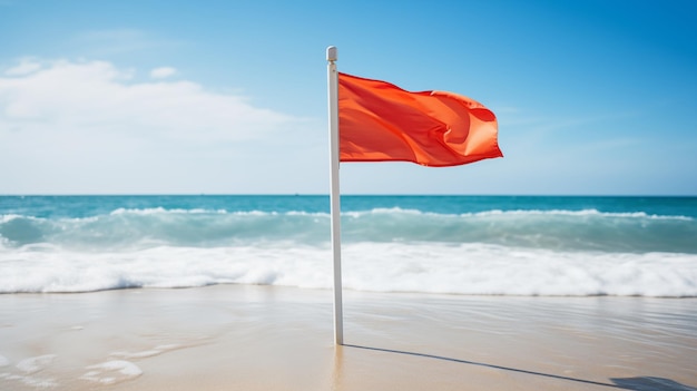 Bandiera di salvataggio segnala condizioni di nuoto sicure sulla spiaggia
