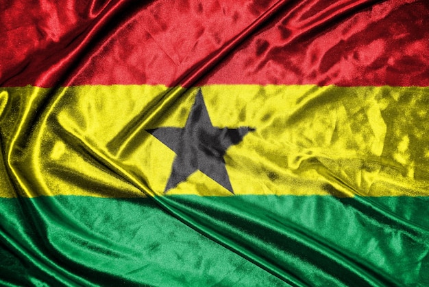 bandiera di tessuto del ghana bandiera satinata tessuto ondulato della bandiera consistenza della bandiera