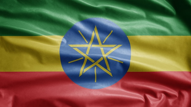 Bandiera etiope che fluttua nel vento