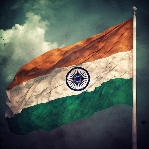 Bandiera indiana che sventola nel vento