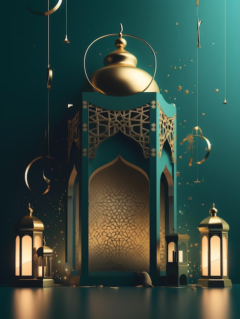 bandiera islamica dell'Eid al-Fitr design contemporaneo