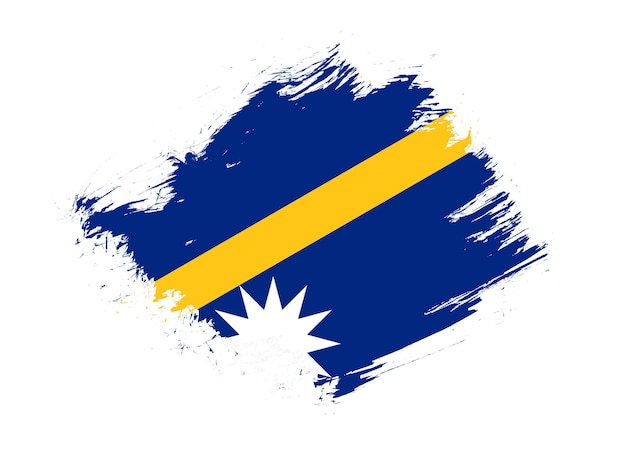 Bandiera Nauru con effetto texture pennello astratto su sfondo bianco