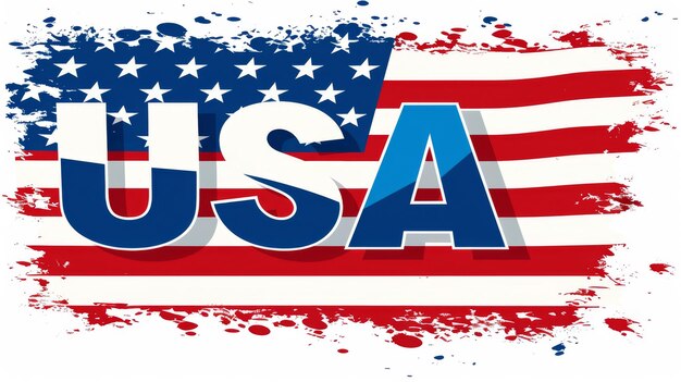 Bandiera nazionale americana logo banner di USA patriottismo stelle e strisce con testo USA democrazia e libertà