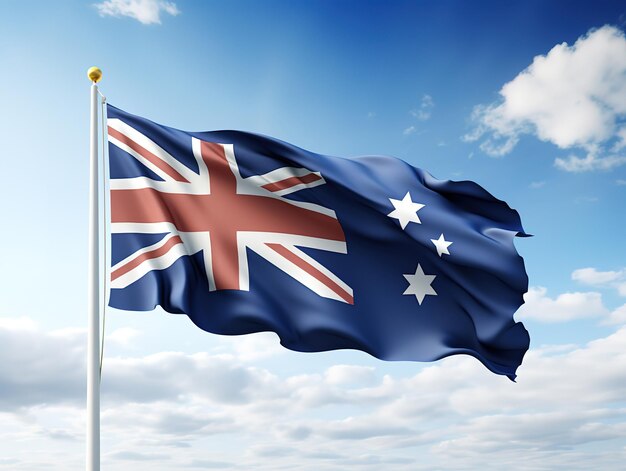 Bandiera nazionale australiana isolata sullo sfondo bianco 3D