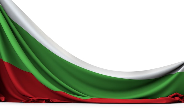 Bandiera nazionale bulgara in tessuto appeso banner 3D Rendering