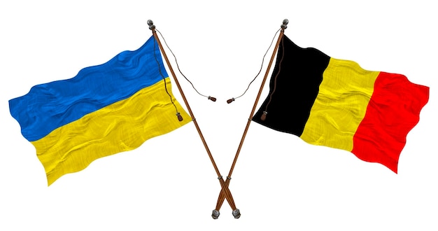 Bandiera nazionale del Belgio e dell'Ucraina Sfondo per i progettisti