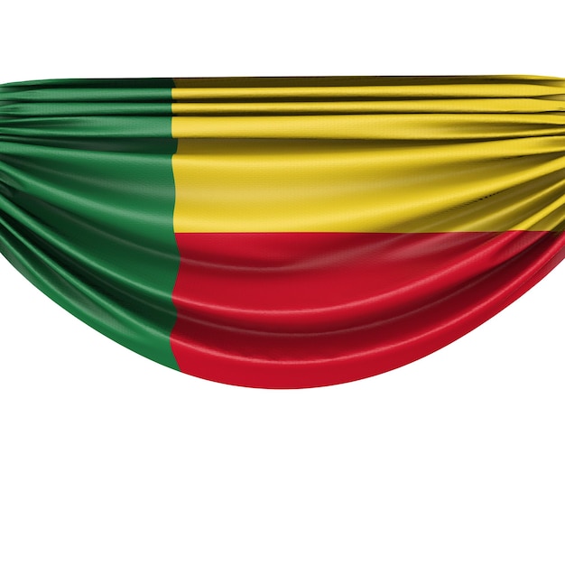 Bandiera nazionale del Benin appeso banner in tessuto Rendering 3D