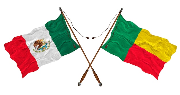 Bandiera nazionale del Benin e del Messico Sfondo per i progettisti