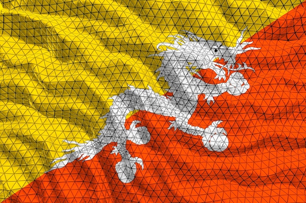 Bandiera nazionale del Bhutan Sfondo con bandiera del Bhutan