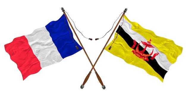 Bandiera nazionale del Brunei e della Francia Sfondo per i progettisti