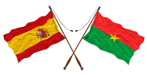Bandiera nazionale del Burkina Faso e della Spagna Sfondo per i progettisti