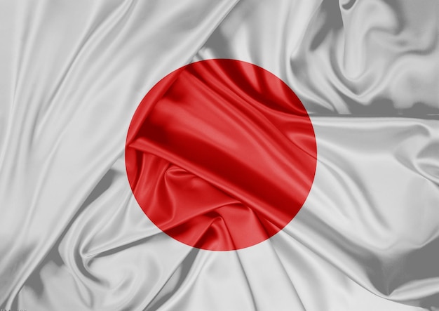 Bandiera nazionale del Giappone issata all'aperto Rendering 3D della celebrazione del giorno del Giappone