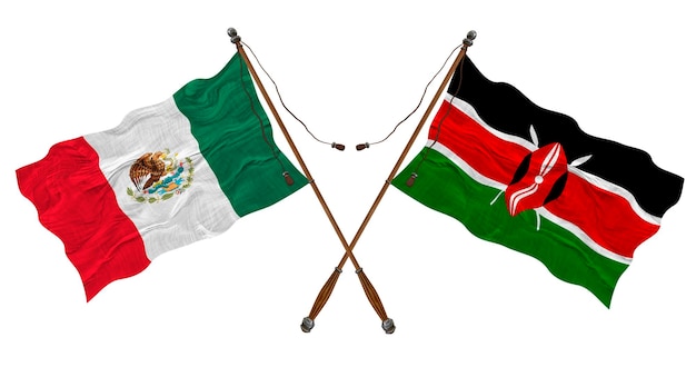 Bandiera nazionale del Kenya e del Messico Sfondo per i progettisti