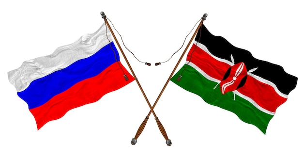 Bandiera nazionale del Kenya e della Russia Sfondo per i progettisti