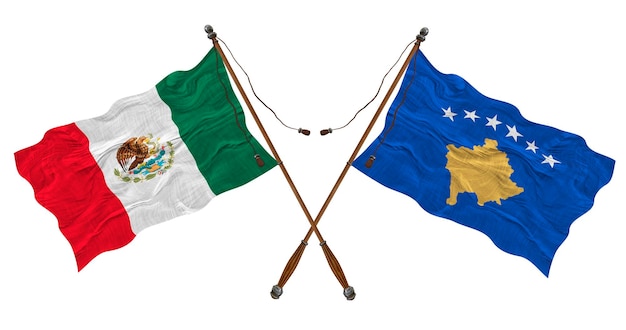 Bandiera nazionale del Kosovo e del Messico Sfondo per i progettisti