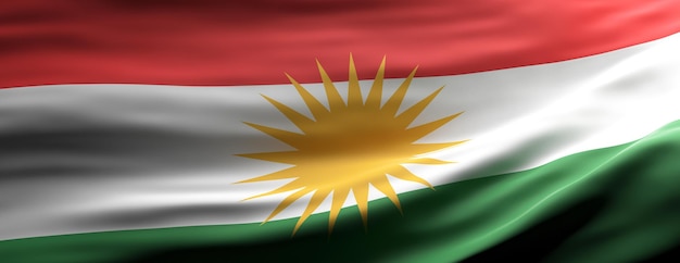 Bandiera nazionale del Kurdistan sventola texture sfondo 3d'illustrazione