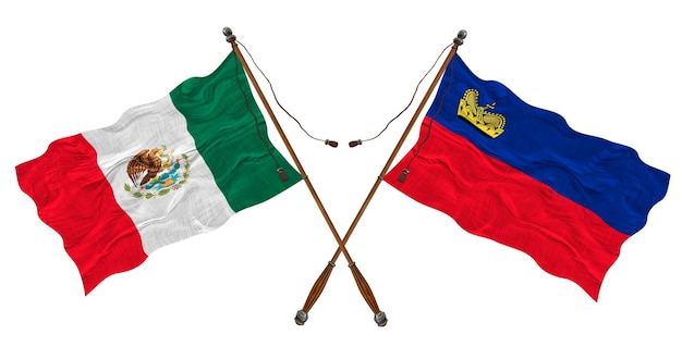 Bandiera nazionale del Liechtenstein e del Messico Sfondo per i progettisti