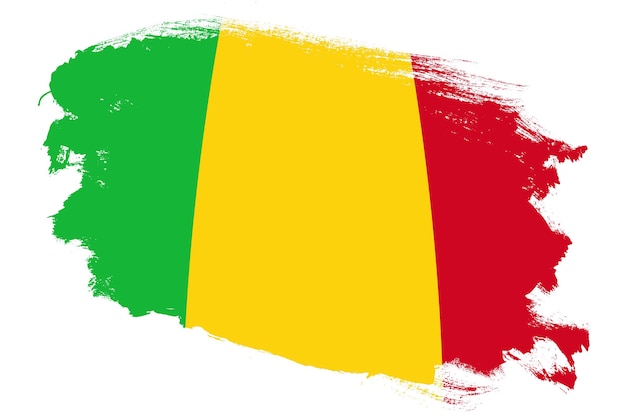 Bandiera nazionale del Mali su sfondo bianco testurizzato pennello tratto grunge