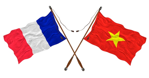 Bandiera nazionale del Vietnam e della Francia Sfondo per i progettisti