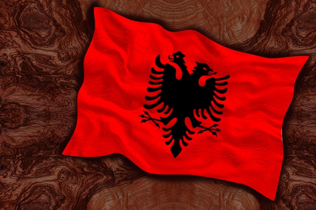 Bandiera nazionale dell'Albania Sfondo con bandiera dell'Albania