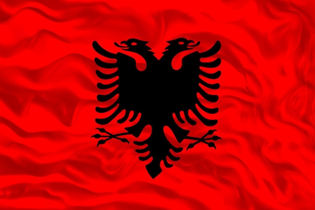 Bandiera nazionale dell'Albania Sfondo con bandiera dell'Albania