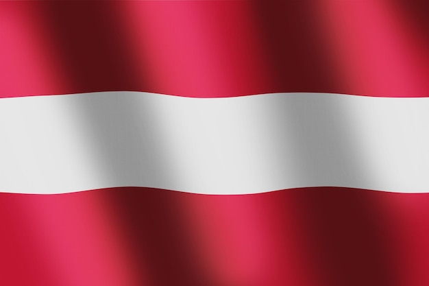 Bandiera nazionale dell'Austria Bandiera rossa austriaca con onda di vento regolare per banner o sfondo Simbolo nazionale Onde increspature sulla bandiera