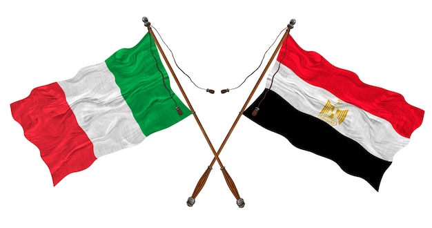 Bandiera nazionale dell'Egitto e dell'Italia Sfondo per i progettisti