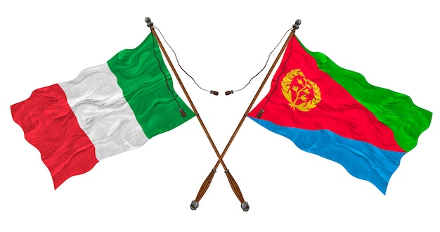 Bandiera nazionale dell'Eritrea e dell'Italia Sfondo per i progettisti