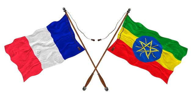 Bandiera nazionale dell'Etiopia e della Francia Sfondo per i progettisti