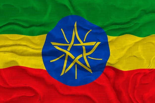 Bandiera nazionale dell'Etiopia Sfondo con bandiera dell'Etiopia